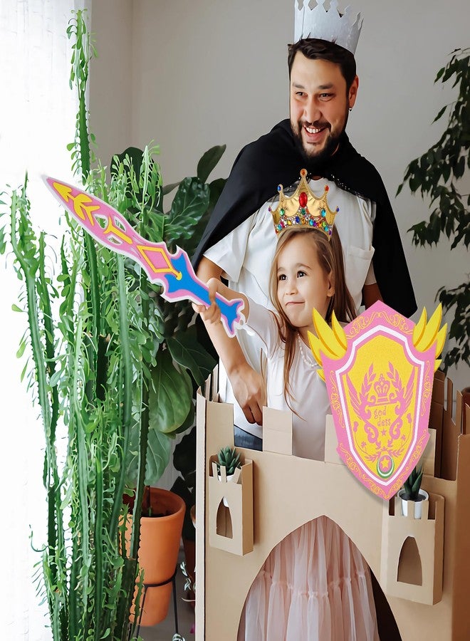 RICHNESS Play Sword and Shield for Girl 2sets Kids Sword Shield Pretend Toy Weapons for Party Dress Up and Role Costumes Pack of 2 … … - Image 2